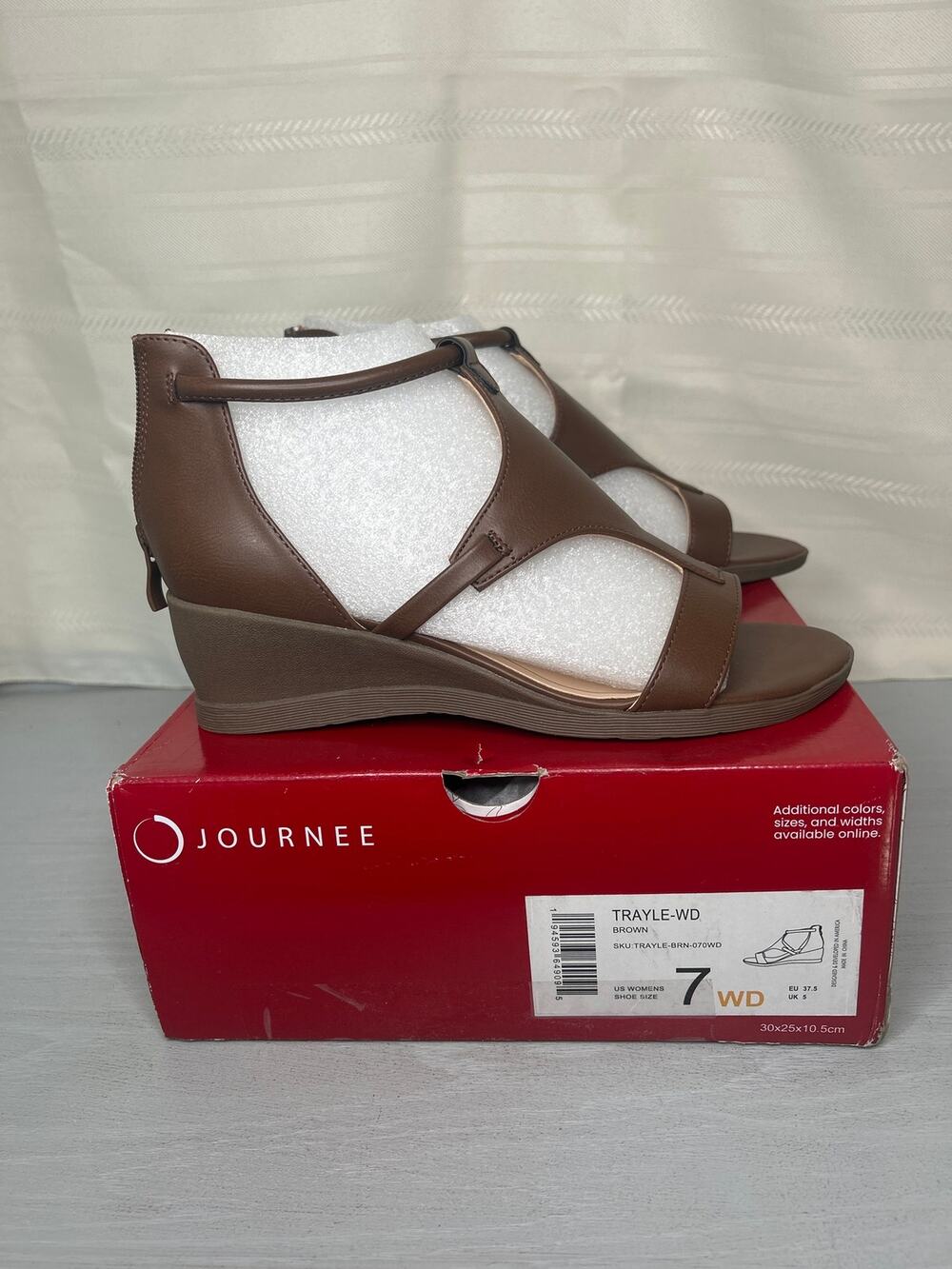 Journee Collection Trayle Caged Wedge Sandals Brown Womens Size 7 Wide